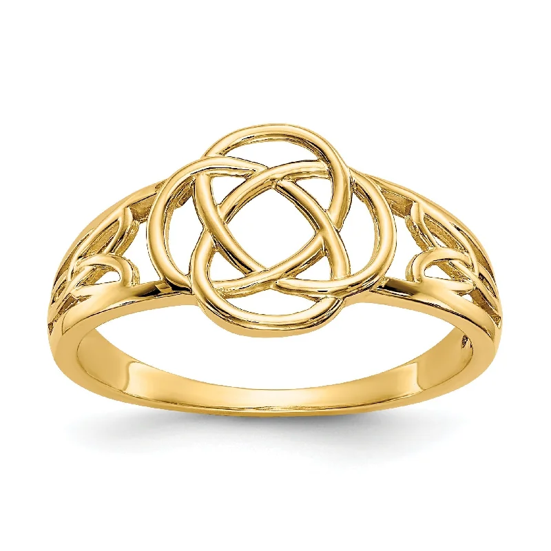 Ladies tranquil jade rings -14k Yellow Gold Polished Ladies Celtic Knot Ring