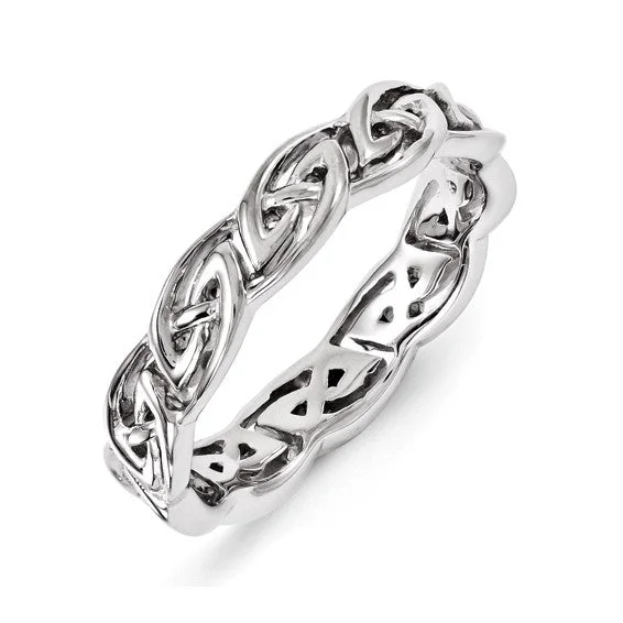 Ladies weathered patina rings -Sterling Silver Stackable Expressions Celtic Carved Band Ring