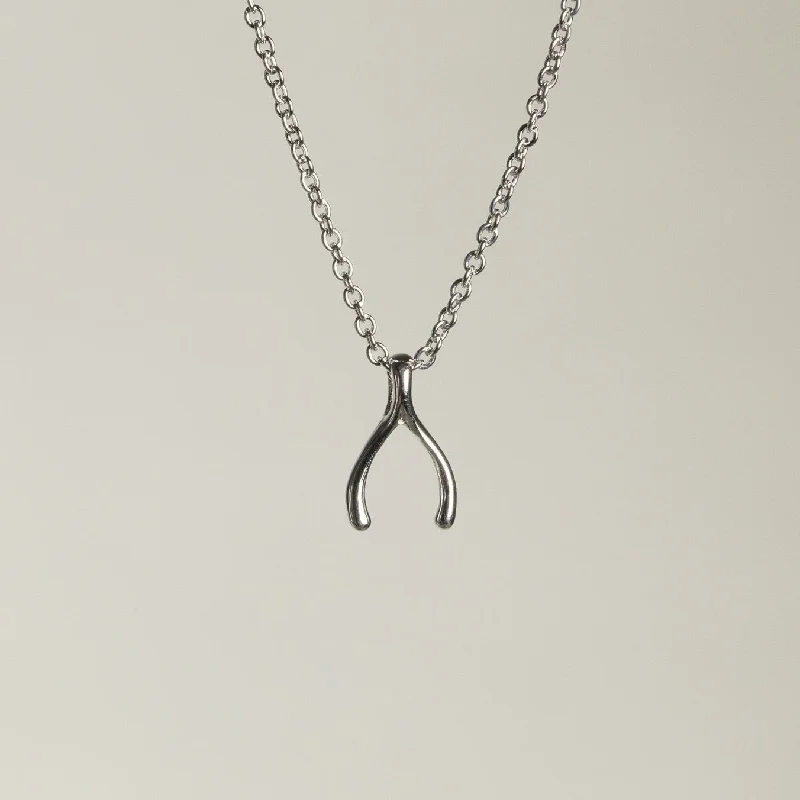 Ladies Necklaces for Sister Shine-Silver Wishbone Necklace