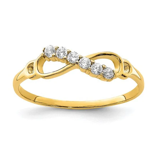 Ladies signature style rings -10k Gold CZ Infinity Ring