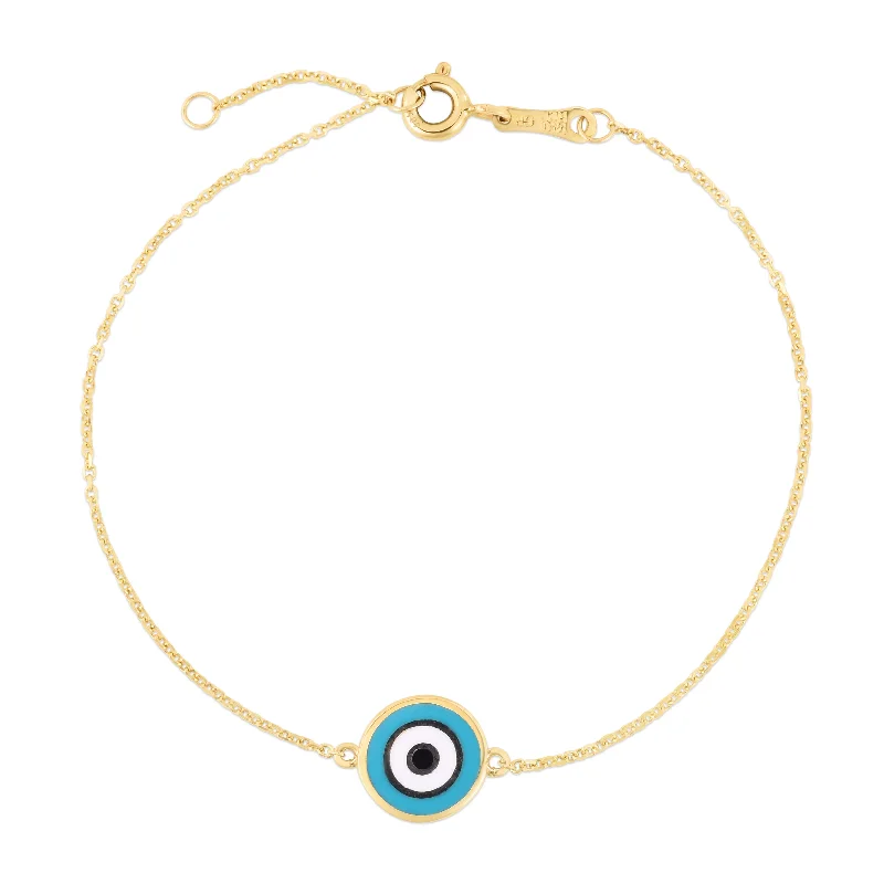 Ladies Bracelets with Silver Glow-14K Blue Evil Eye Bracelet