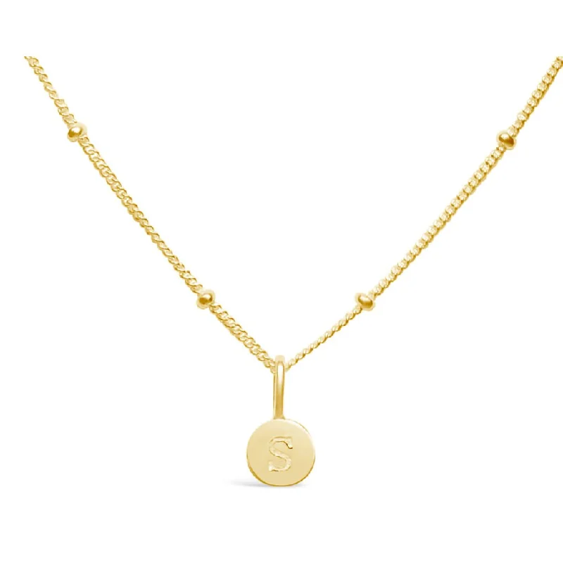 Ladies Necklaces Retro Spark-Stia : Love Letter "S" Mini Disk Necklace in Gold