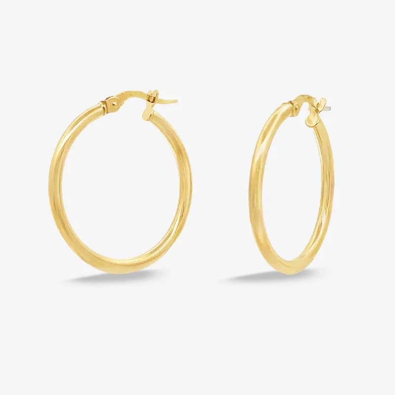 Ladies petal crown earrings -Classic 2mm Round 1" Gold Hoop Earrings