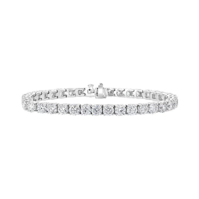 Ladies Bracelets with Stellar Gems-14KT WHITE GOLD 15.30 CTW ROUND DIAMOND 4 PRONG TENNIS BRACELET