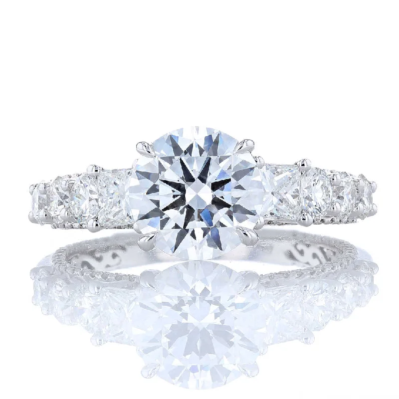 Dazzling pop engagement rings -Princess Cut Diamond Side Stone Engagement Ring