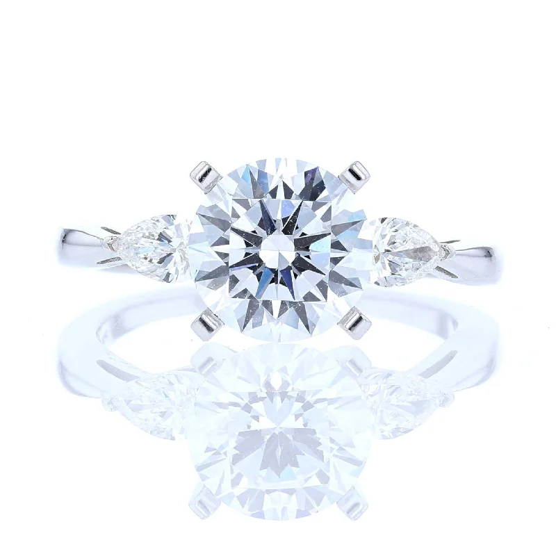 Love glow engagement rings -Three Stone Pear Diamond Engagement Ring