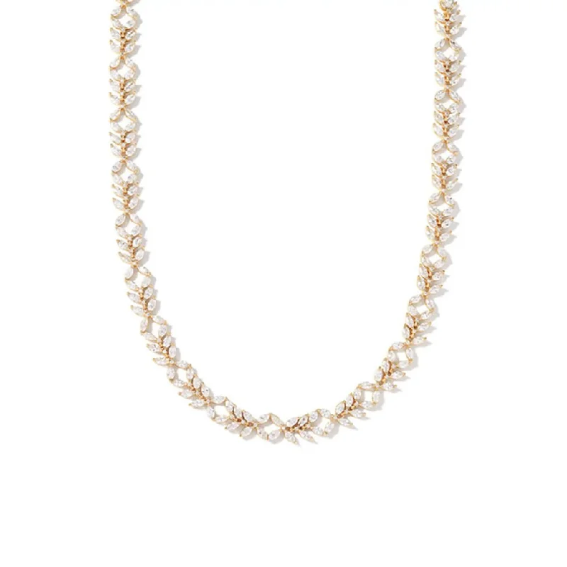 Ladies Necklaces Gift Spark-Kendra Scott : Rosalie Gold Tennis Necklace in White Crystal - Gold