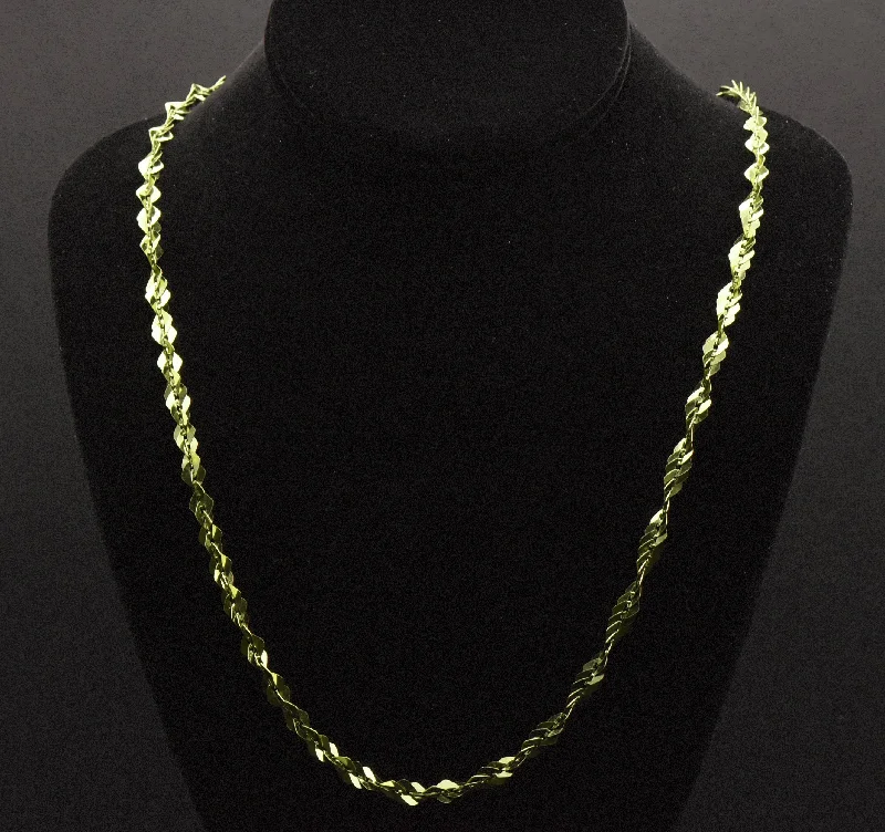 Ladies Necklaces for Dance Spark-Vintage Italian Green Tone Sterling Silver Chain Necklace - 30"