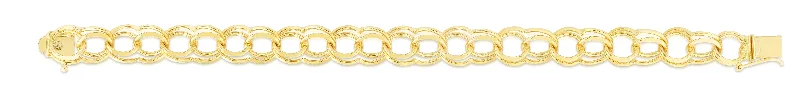 Ladies Bracelets Matte Spark-14K Gold 10mm Large Double Link Charm Bracelet