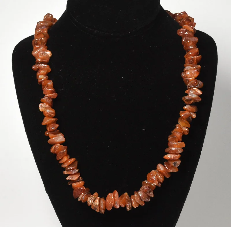 Ladies Necklaces Matte Shine-Beautiful HEAVY Carnelian Nugget Bead Necklace