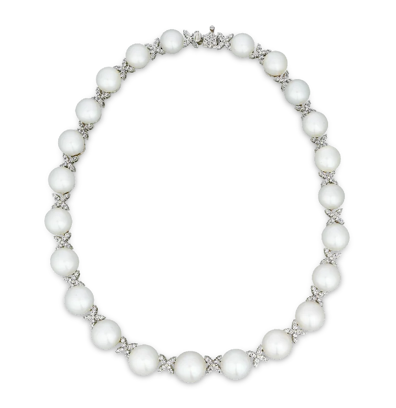 Ladies Necklaces Dark Spark-South Sea Pearl and Diamond Necklace