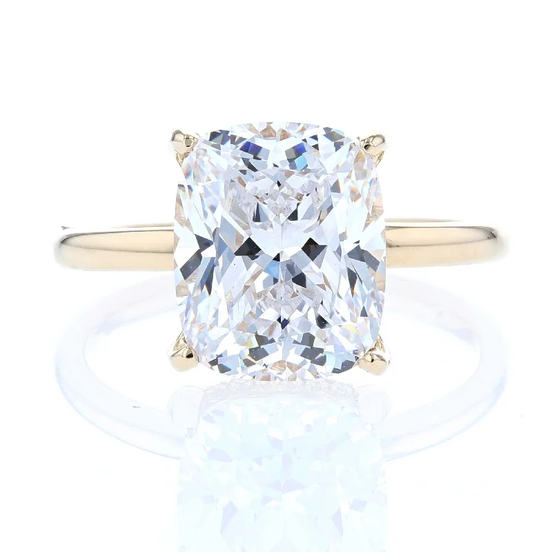 Healing vibe engagement rings -Elongated Cushion Solitaire Engagement Ring