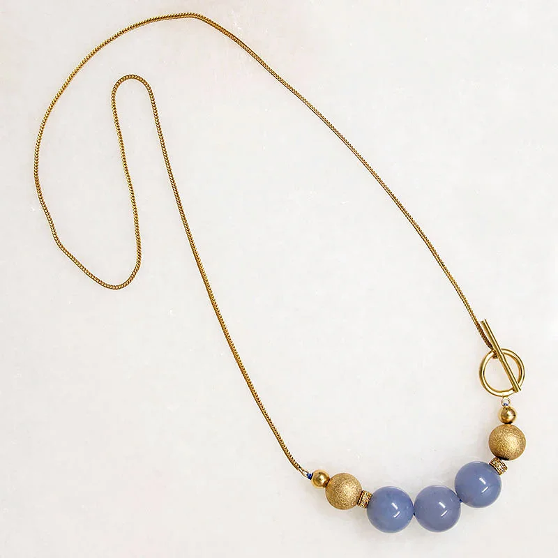 Ladies Necklaces for Niece Glow-Chalcedony, Gold, & Diamond Bead Necklace by Ancient Influences