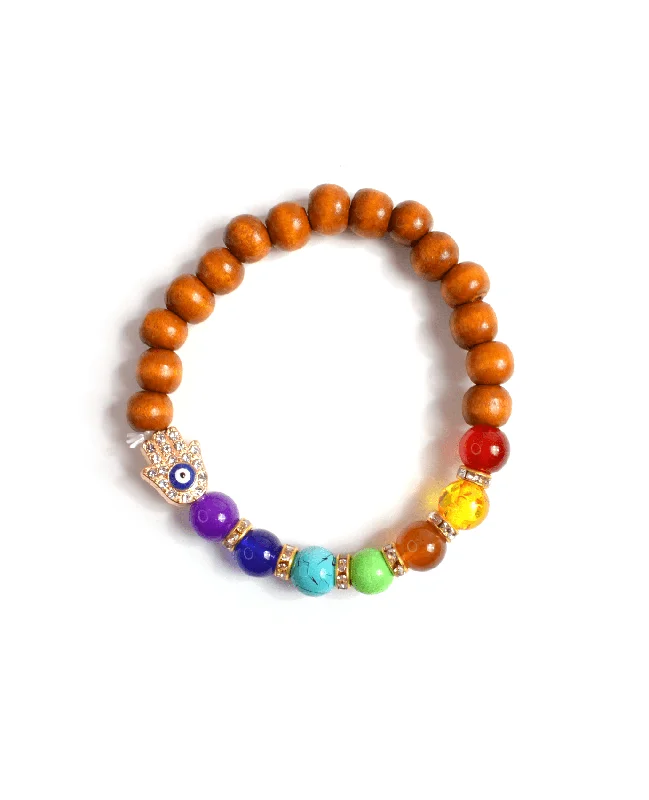 Ladies Bracelets for Design Shine-Chakra Symbols Wooden Bracelet