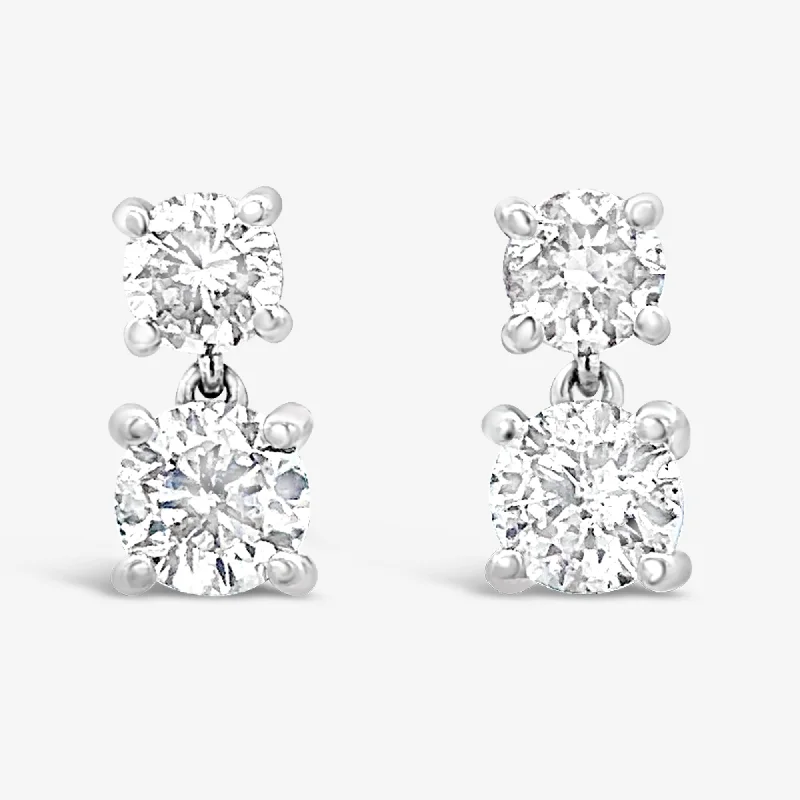 Ladies glass luster earrings -Medium Diamond Drop Earrings