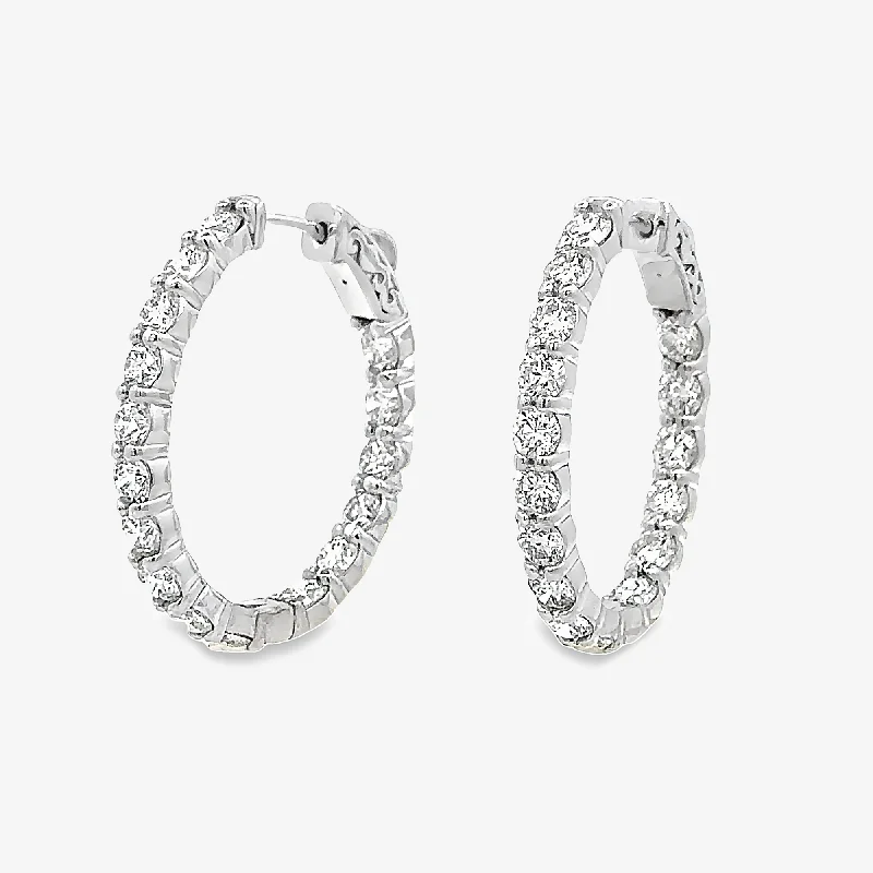 Ladies faithful mark earrings -Oval 1.25" Eternity 5.95CT Hoop Earrings