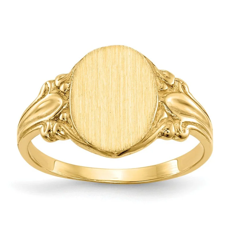 Ladies dreamy haze rings -14k Yellow Gold Oval Signet Ring With Decorative Band (Ladies Sizes)