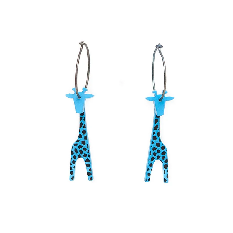 Ladies dreamy haze earrings -Lene Lundberg K-Form Turquoise Giraffe Earrings with Black Markings