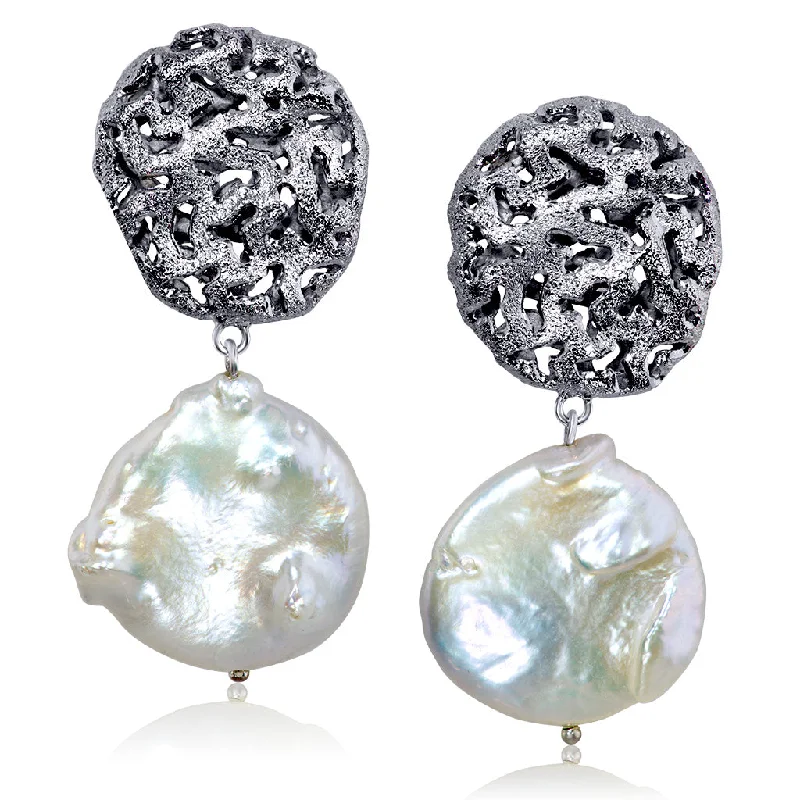 Ladies commanding bold earrings -Silver Pearl Moneta Clip-on Earrings