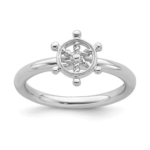 Ladies balanced grace rings -Sterling Silver Stackable Expressions Ship's Wheel Ring