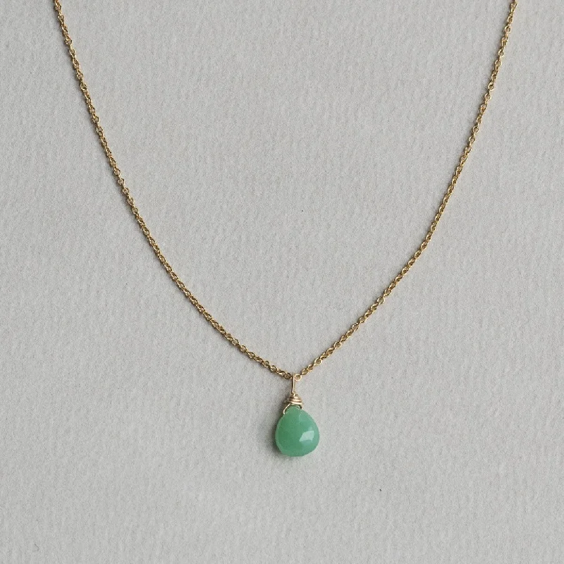 Ladies Necklaces with Soft Morganite-Chrysoprase Drop Necklace