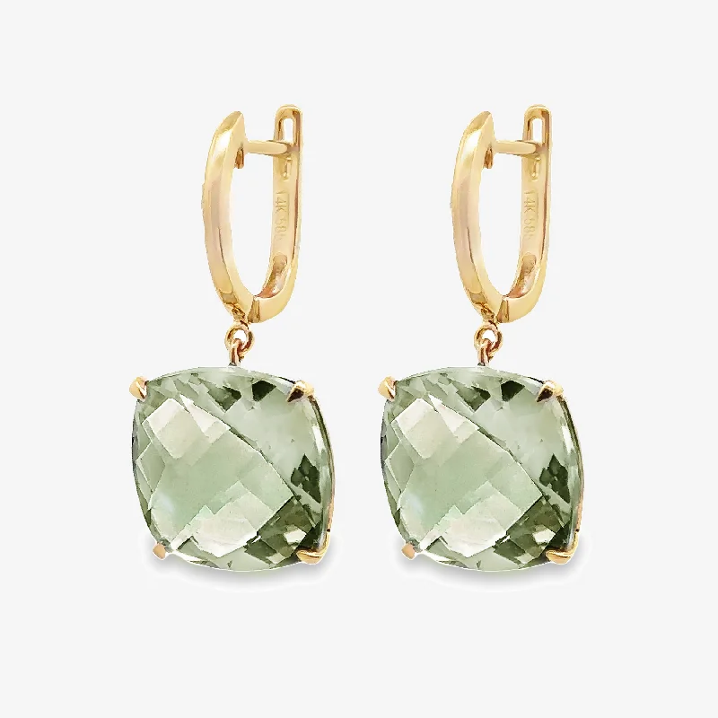 Ladies dramatic statement earrings -Green Amethyst Briolette Collection Earrings