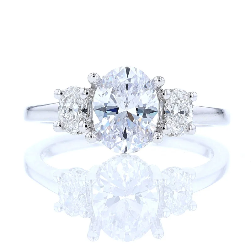 Lively spark engagement rings -Three Stone Oval Diamond Engagement Ring