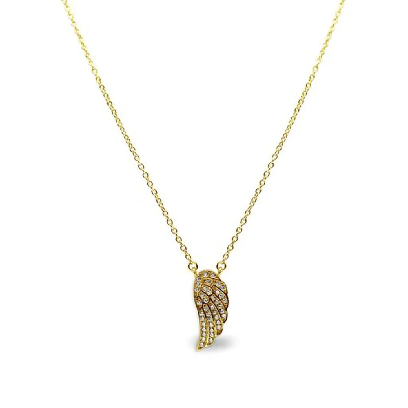 Ladies Necklaces with Blue Sapphire-Stia : Single Angel Wing Necklace "Gold"