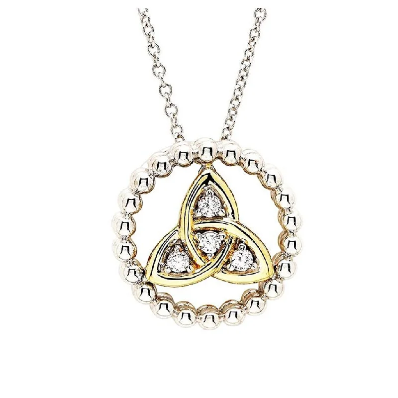 Ladies Necklaces for Elder Spark-Shanore : Sterlin Silver CZ Trinity Knot Necklace with Gold Plate