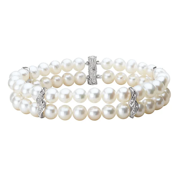 Ladies Bracelets with Moon Shine-Freshwater Pearl and Diamond Bracelet