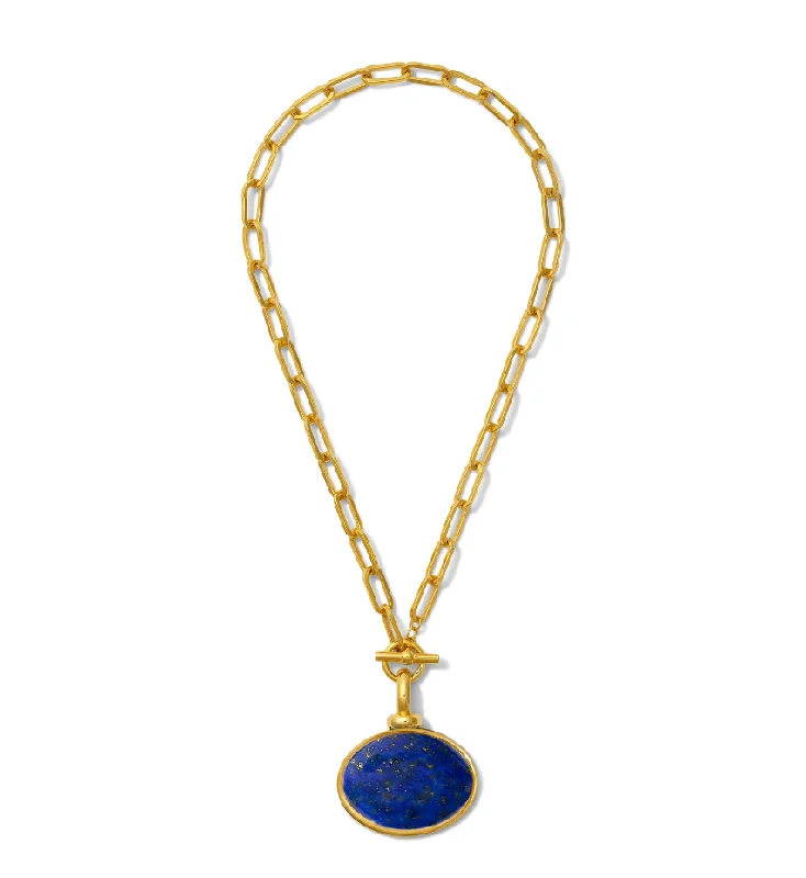 Ladies Necklaces for Gala Glow-Necklace - Diana V. Pendant w/Lapis Drop