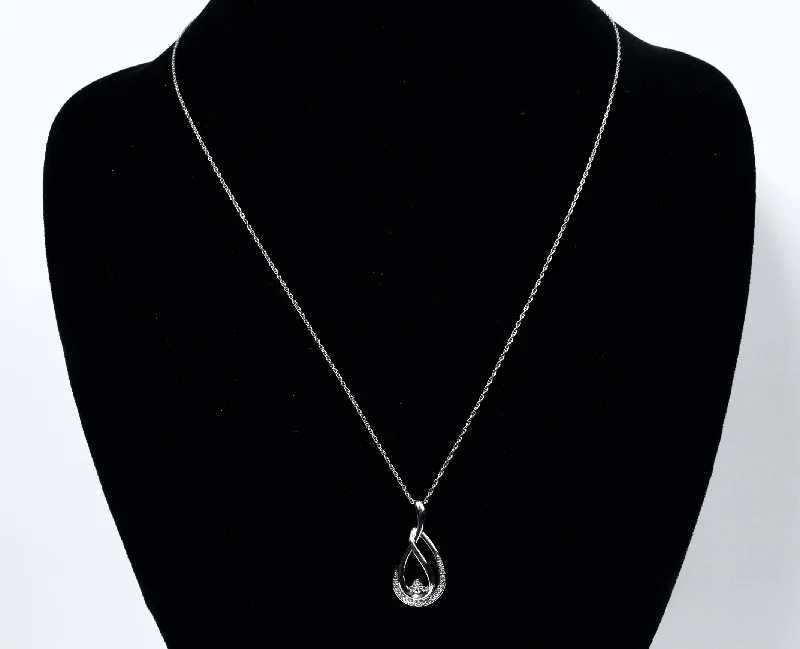 Ladies Necklaces with Grey Lawsonite-Sterling Silver Diamond Pendant on Sterling Silver Chain Necklace - 18"