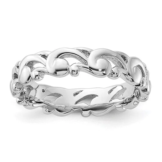 Ladies sister bond rings -Sterling Silver Stackable Expressions Filigree Carved Band Ring