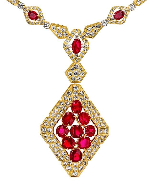 Ladies Necklaces with Radiant Stones-David Webb Ruby Pendant Necklace, 31.50 Carats