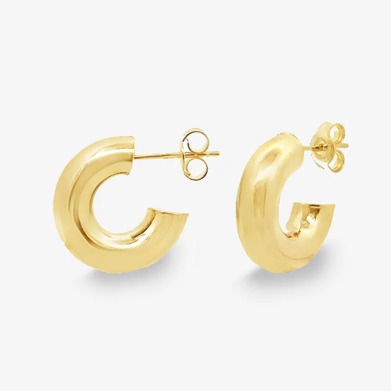 Ladies polished ceramic earrings -5mm Round Huggie Gold Hoop Earrings