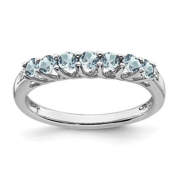 Ladies galactic flare rings -Sterling Silver Gemstone and Diamond 7-stone Ring