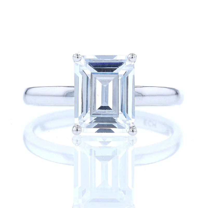 Starlit charm engagement rings -Emerald Cut Solitaire Engagement Ring