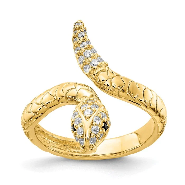 Ladies cosmic ripple rings -Cheryl M Sterling Silver Gold-Plated CZ Snake Ring