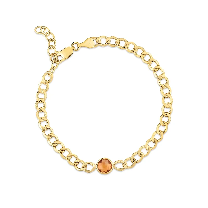 Ladies Bracelets for Special Spark-14K Citrine Curb Chain Bracelet