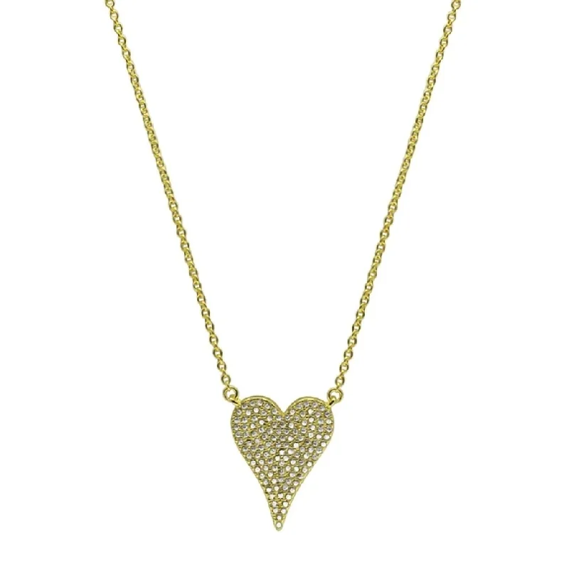 Ladies Necklaces Pearl Shine-Stia : Dripping CZ Heart Necklace in Gold