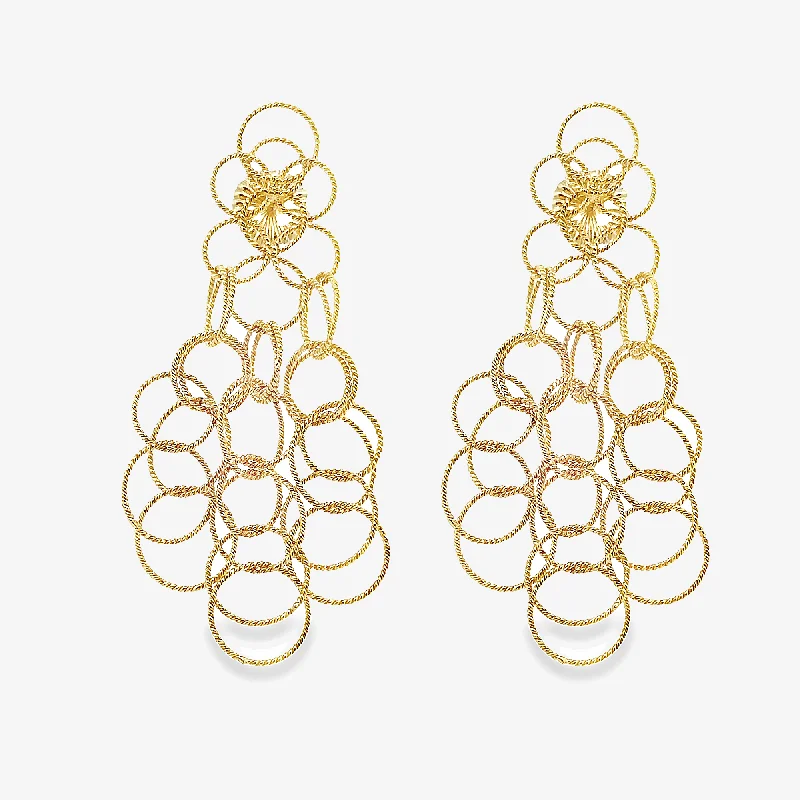 Ladies anniversary gleam earrings -Dangling Interlocking Circle Earrings