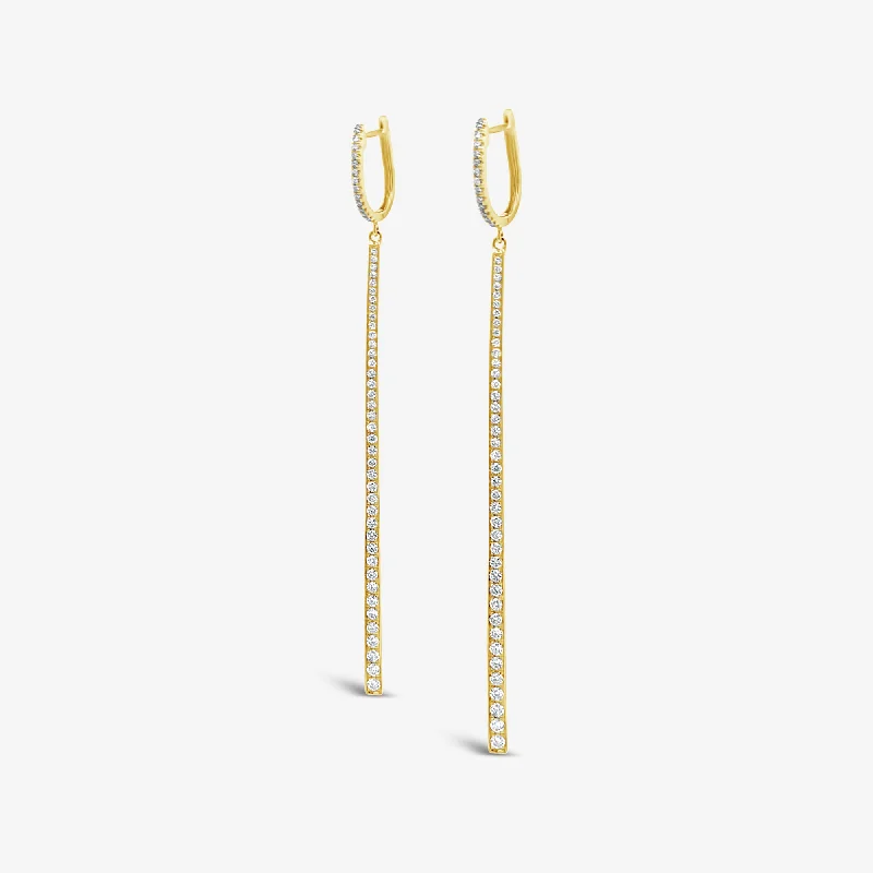 Ladies glamorous party earrings -Graduated 1.00CT Straight Line Dangle Earrings