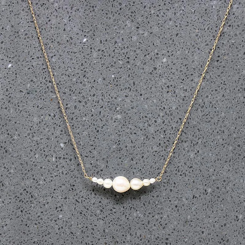 Ladies Necklaces with Sunny Citrine-Glowing Pearl & Gold Arc Necklace by brunet