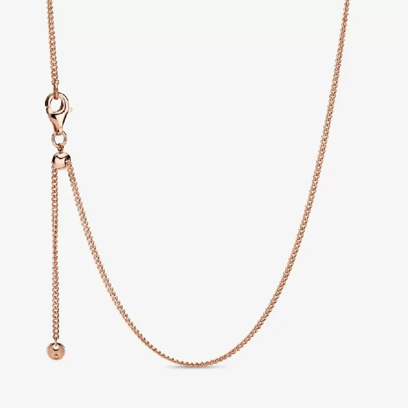 Ladies Necklaces with Spiral Spark-PANDORA : Curb Chain Necklace - Rose Gold Plated (23.6")