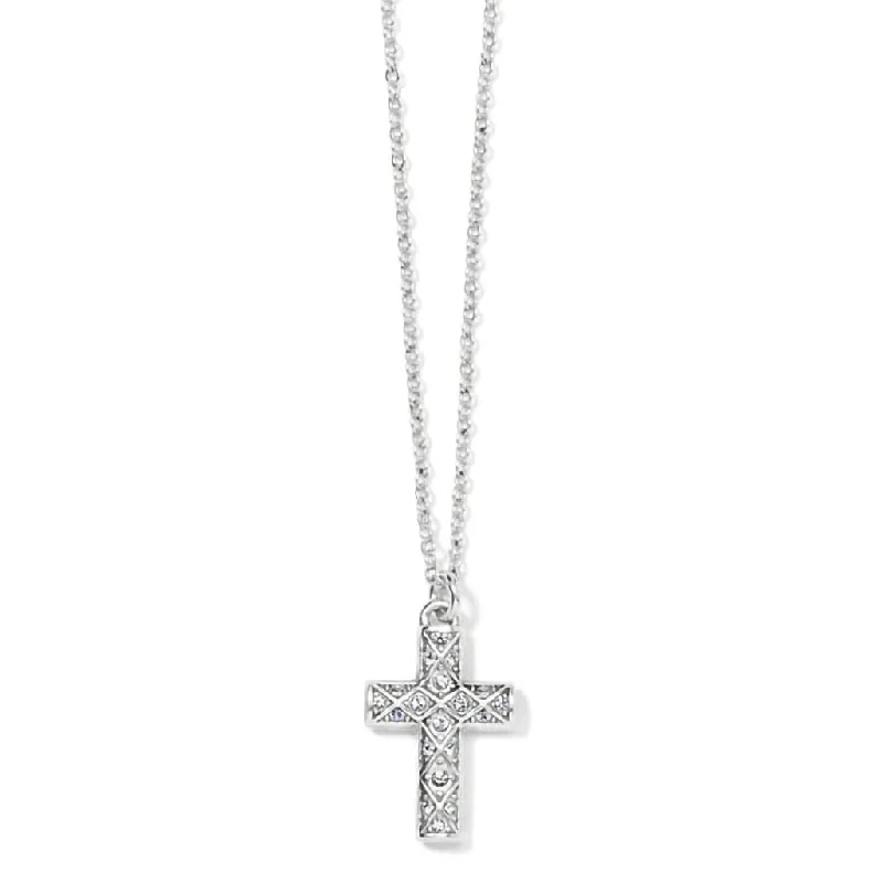 Ladies Necklaces with Blue Sapphire-Brighton : Diamond Cross Necklace in Silver