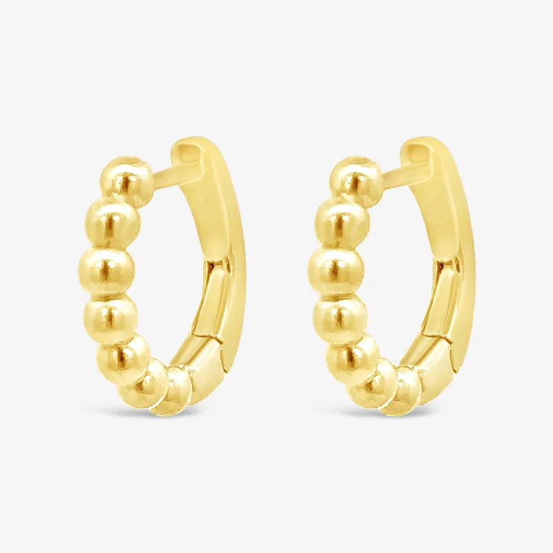 Ladies substantial heavy earrings -1/2 Way Bead Style Huggie Earrings