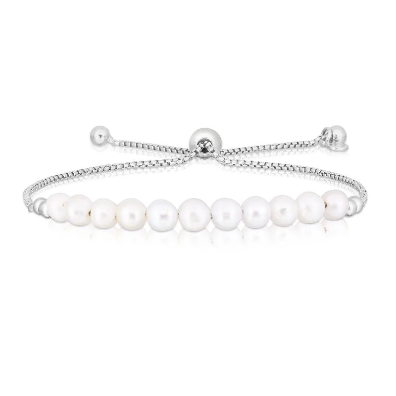 Ladies Bracelets with Key Spark-Sterling Silver Pearl Friendship Bracelet