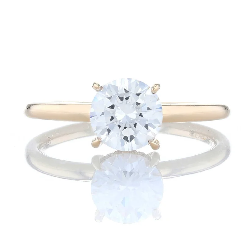 Bridal grace engagement rings -Yellow Gold Solitaire Hidden Halo Engagement Ring