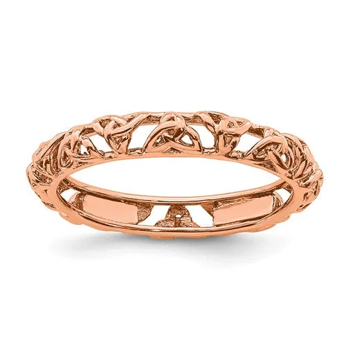 Ladies nature’s breath rings -Sterling Silver Stackable Expressions Rose Gold-Plated Celtic Knot Eternity Ring