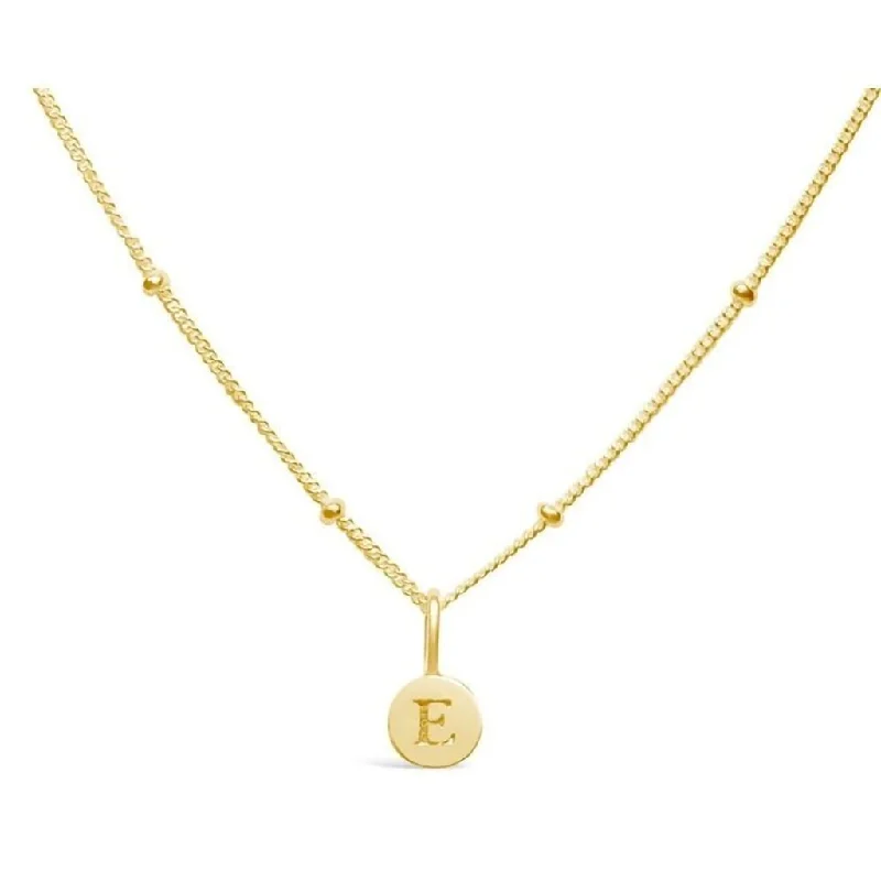 Ladies Necklaces with Milky Moonstone-Stia : Love Letter "E" Mini Disk Necklace in Gold